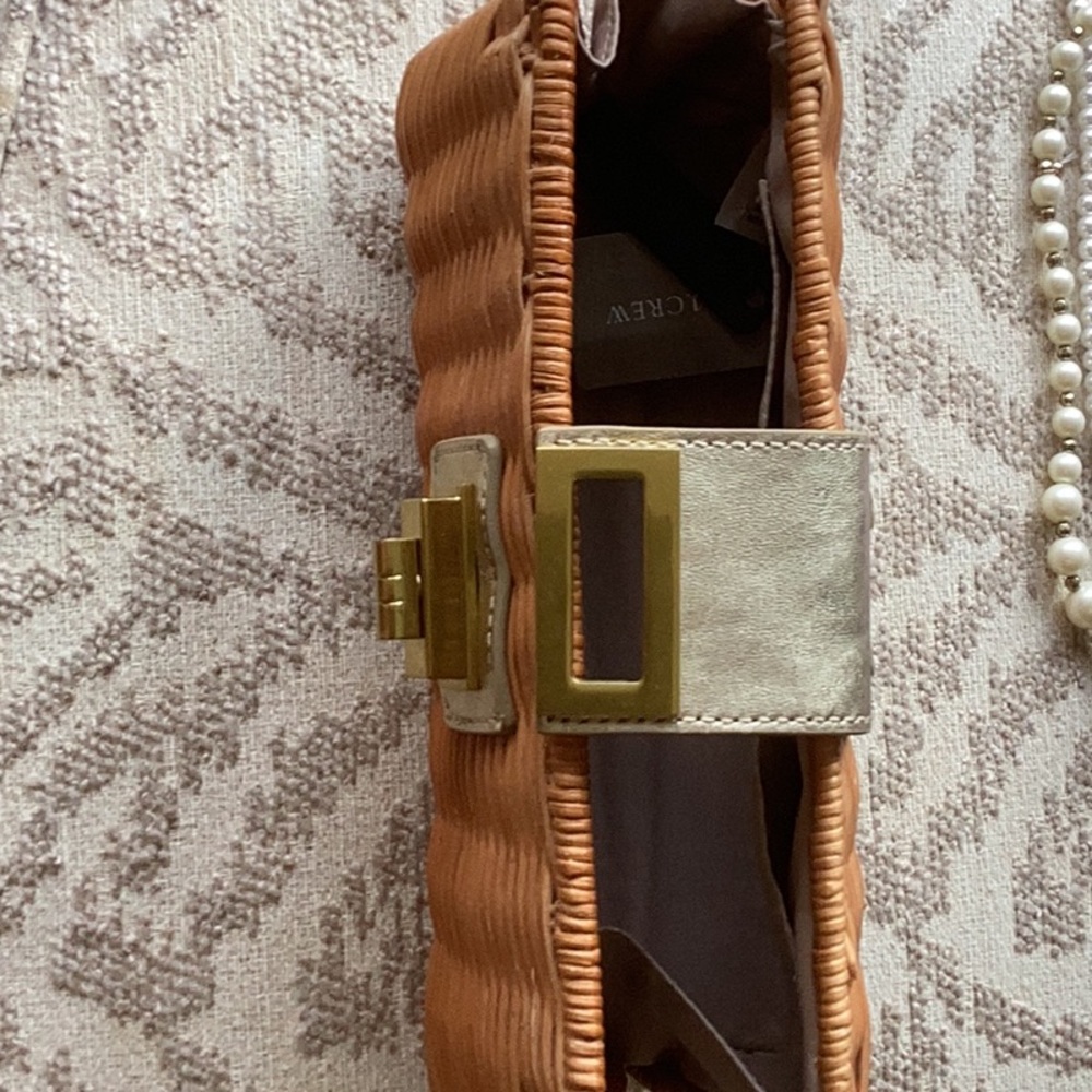J. Crew Tan and Gold Clutch